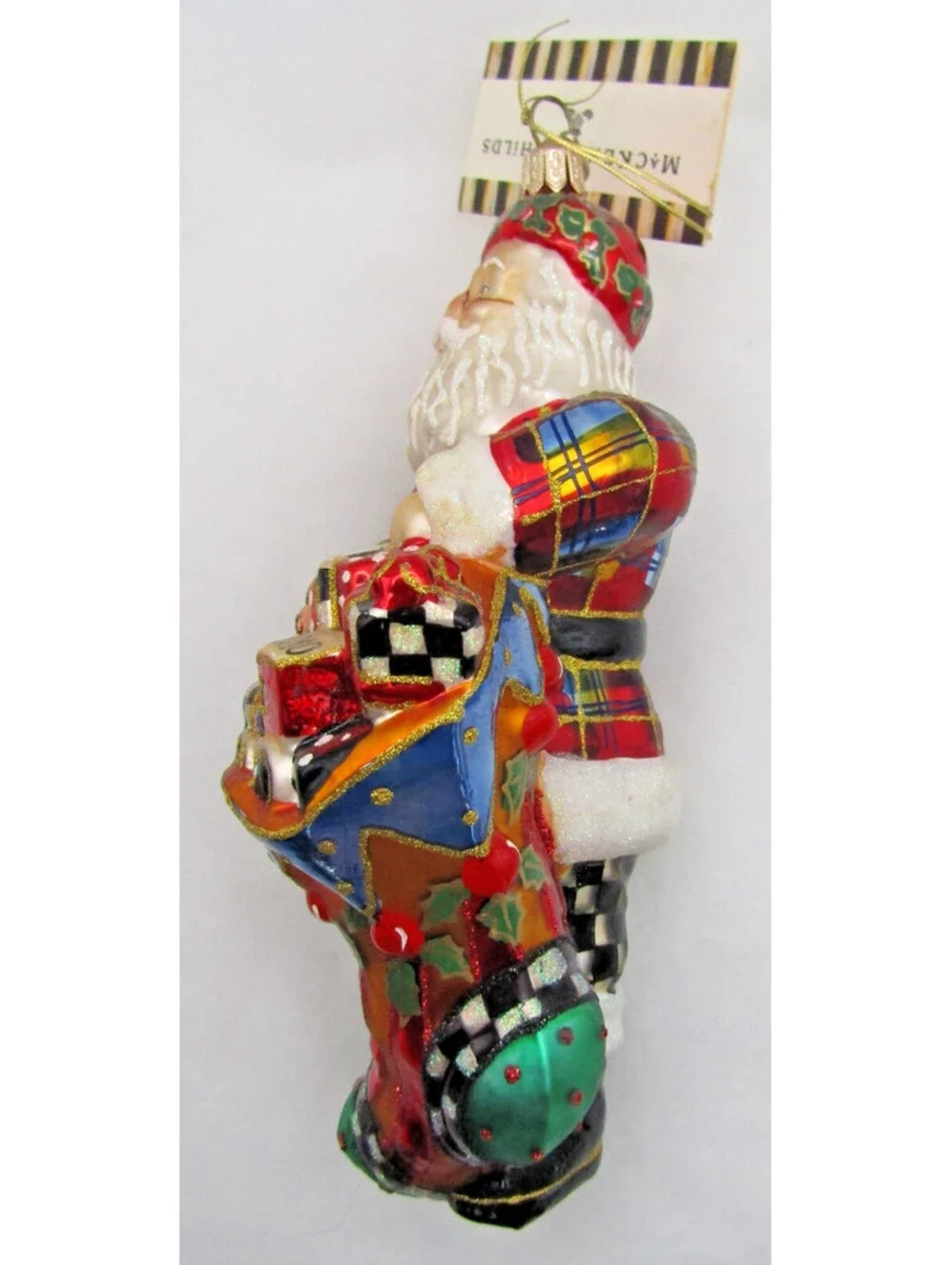 MacKenzie-Childs Holly Santa Ornament Poland 53910-26 with Tag and Box